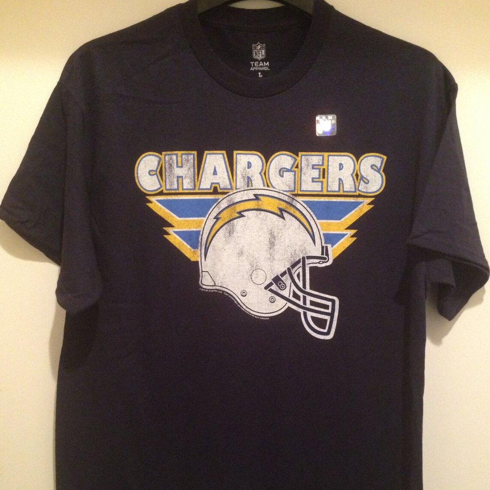 San Diego CHARGERS Men's T-shirt - Blue color Printed logos Faded look